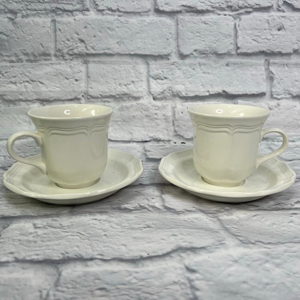 Mikasa French Countryside Cup and Saucer Set of 2 White F9000